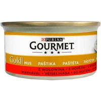 Produktbild von Gourmet Gold Nassfutter Mousse mit Rind und Truthahn für erwachsene Katzen 85 g