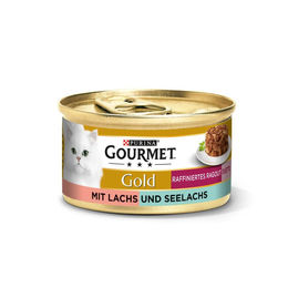 Produktbild von Gourmet Gold Raffiniertes Ragout Duetto mit Lachs und Seelachs Katzenfutter Adult 24x85g