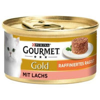 Produktbild von Gourmet Gold Raffiniertes Ragout Lachs Stückchen in Sauce für Katzen 12x85g - 12 x 85 g