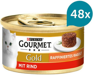 Produktbild von Gourmet Gold Raffiniertes Ragout mit Rind für Katzen Adult 48x85g