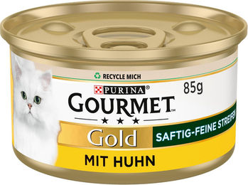 Gourmet Gold Saftige Feine Streifen Huhn Nassfutter für Katzen Alle Altersstufen 12 x 85 g Dose – Bild 1 von 1