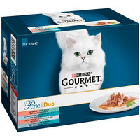 Produktbild von Gourmet Katzenfutter Lachs und Thunfisch Stückchen in Sauce für erwachsene Katzen 12x85g
