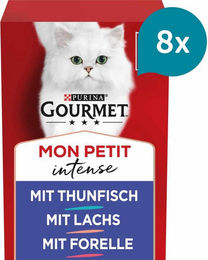 Gourmet Mon Petit Intense Fisch-Variationen mit Thunfisch Lachs und Forelle Katzen Nassfutter Adult 48x50g – Bild 1 von 1