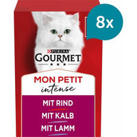 Produktbild von Gourmet Mon Petit Intense Fleisch-Variationen Rind Kalb Lamm für Katzen Adult 48x50g