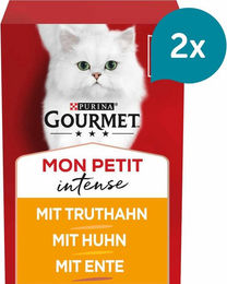Produktbild von Gourmet Mon Petit Intense Geflügel-Variationen Huhn Ente Truthahn Katzenfutter Adult 12x50g