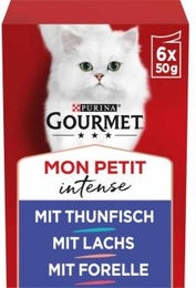 Produktbild von Gourmet Mon Petit Intense Katzenfutter Stückchen in Sauce mit Thunfisch Lachs und Forelle 48x50 g - 48 x 50 g
