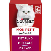 Produktbild von Gourmet Mon Petit Katzen Nassfutter Adult Stückchen in Sauce Rind Kalb Lamm 6 x 50 g