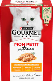 Gourmet Mon Petit Katzennass Adult Geflügel-Variationen Ente Huhn Truthahn Stückchen in Sauce 6x50g - 8 x 300 g – Bild 1 von 8