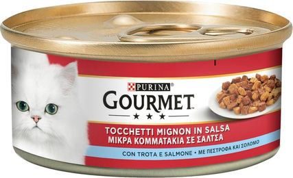 Produktbild von Gourmet Nassfutter Forelle und Lachs ohne Farb- und Aromastoffe sowie Konservierungsstoffe 24 x 195 g - 24 x 195 g