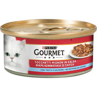 Produktbild von Gourmet Nassfutter Forelle und Lachs ohne Farb- und Aromastoffe sowie Konservierungsstoffe 24 x 195 g - 24 x 195 g