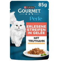 Produktbild von Gourmet Nassfutter Katze Adult Stückchen in Gelee Truthahn und Fisch ohne Farb- und Aromastoffe 26x85 g