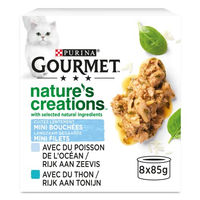 Produktbild von Gourmet Nature's Creations Katzen Nassfutter Adult Stückchen in Sauce mit Fisch und Thunfisch 8 x 85 g Karton - 8 x 85 g