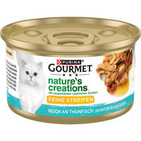 Produktbild von Gourmet Nature's Creations Katzen Nassfutter Thunfisch Stückchen in Gelee für erwachsene Katzen 48x85g - 48 x 85 g