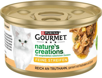Produktbild von Gourmet Nature's Creations Katzen Nassfutter Truthahn Stückchen in Gelee für erwachsene Katzen ohne Farb- und Aromastoffe 24x85g - 24 x 85 g