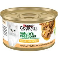 Produktbild von Gourmet Nature's Creations Katzen Nassfutter Truthahn Stückchen in Gelee für erwachsene Katzen ohne Farb- und Aromastoffe 24x85g - 24 x 85 g