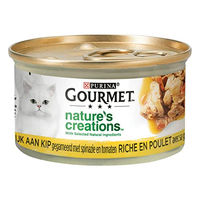Produktbild von Gourmet Nature's Creations Katzenfutter Adult Huhn Filets mit Spinat und Tomaten 24x85g