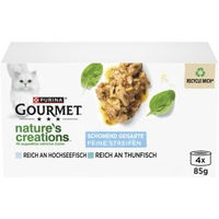 Produktbild von Gourmet Nature's Creations Nassfutter Katze Feine Streifen Hochseefisch und Thunfisch 4 x 57g