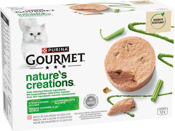 Produktbild von Gourmet Nature's Creations Pastete Lachs mit grünen Bohnen für erwachsene Katzen getreidefrei 12 x 85 g - 12 x 85 g