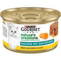 Produktbild von Gourmet Natures Creations Mousse mit Saucenherz Huhn 12x85g für Katzen