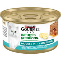 Produktbild von Gourmet Natures Creations Mousse mit Saucenherz Kabeljau 12x85g Katzenfutter