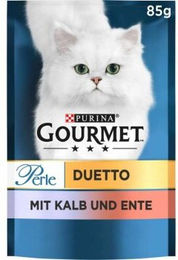 Gourmet Perle Duetto Katzen Nassfutter Kalb und Ente Stückchen in Sauce 26x85 g - 26 x 85 g – Bild 1 von 3