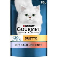 Produktbild von Gourmet Perle Duetto Katzen Nassfutter Kalb und Ente Stückchen in Sauce 26x85 g - 26 x 85 g