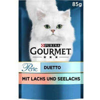 Produktbild von Gourmet Perle Duetto Katzen Nassfutter Lachs und Seelachs Stückchen in Sauce 26x85 g - 26 x 85 g