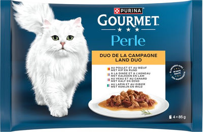 Produktbild von Gourmet Perle Duo vom Land Probierpaket Katzen Nassfutter Stückchen in Sauce für Adult 4 x 85 g - 4 x 85 g