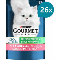 Produktbild von Gourmet Perle Erlesene Streifen in Sauce mit Forelle und Spinat Katzen Nassfutter Adult 26x85g