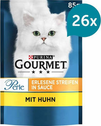 Produktbild von Gourmet Perle Erlesene Streifen in Sauce mit Huhn Katzen Nassfutter Adult 26x85g