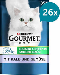 Produktbild von Gourmet Perle Erlesene Streifen in Sauce mit Kalb und Gemüse Katzen Nassfutter Adult 26x85g