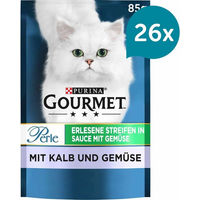 Produktbild von Gourmet Perle Erlesene Streifen in Sauce mit Kalb und Gemüse Katzen Nassfutter Adult 26x85g