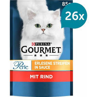 Produktbild von Gourmet Perle Erlesene Streifen in Sauce mit Rind Katzenfutter Adult 26x85g