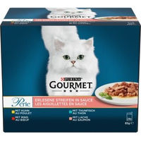 Produktbild von Gourmet Perle Erlesene Streifen in Sauce Sortenmix für Katzen Lachs Huhn Rind Thunfisch 24x85 g - 24 x 85 g