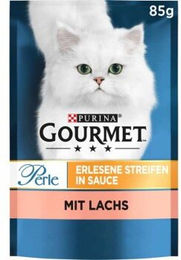 Gourmet Perle Erlesene Streifen Lachs Stückchen in Sauce für Katzen 26x85g - 26 x 85 g – Bild 1 von 2