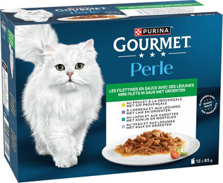 Produktbild von Gourmet Perle Katzen Nassfutter Gemischte Auswahl 12 x 85 g Stückchen in Sauce Lamm Kaninchen Huhn Kalb - 12 x 85 g