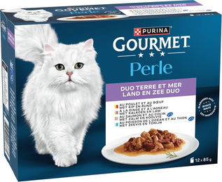 Produktbild von Gourmet Perle Katzen Nassfutter Gemischte Auswahl Duo vom Land und aus dem Meer 12 x 85 g Beutel - 12 x 85 g