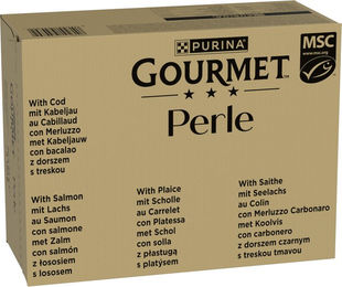 Produktbild von Gourmet Perle Katzenfutter Adult Zarte Fischstückchen in Sauce Jumbopack 96 x 85 g