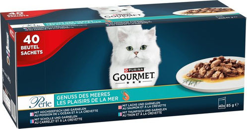 Gourmet Perle Katzenfutter Fisch Stückchen in Sauce ohne künstliche Aroma- und Konservierungsstoffe 40x85g – Bild 1 von 2