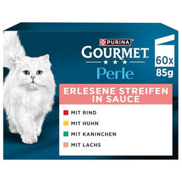 Gourmet Perle Katzenfutter Stückchen in Sauce Sorten-Mix Huhn Lachs Rind Adult 60 x 85g - 60 x 85 g – Bild 1 von 13