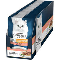 Produktbild von Gourmet Perle Nassfutter für Katzen Adult Lachs Stückchen in Sauce 26 x 85g