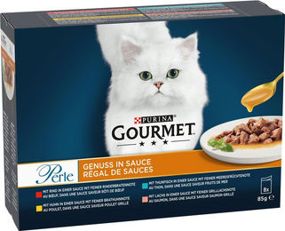Gourmet Perle Stückchen in Sauce Katzenfutter Adult 8 x 85g ohne Farb- und Aromastoffe sowie Konservierungsstoffe – Bild 1 von 2