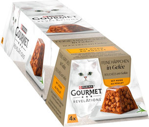Produktbild von Gourmet Revelations Fine Cuts Huhn Stückchen in Gelee für erwachsene Katzen 8 x 57 g - 8 x 57 g