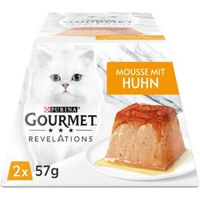 Produktbild von Gourmet Revelations Mousse Huhn für erwachsene Katzen ohne Farb-, Aroma- und Konservierungsstoffe 12x114 g - 24 x 57 g