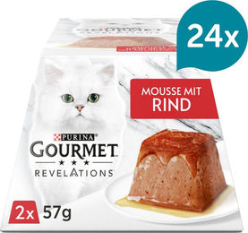 Produktbild von Gourmet Revelations Mousse in Sauce mit Rind Katzenfutter Adult 24x57g