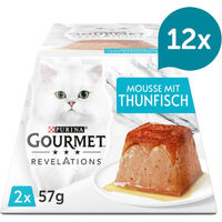 Produktbild von Gourmet Revelations Mousse in Sauce mit Thunfisch für erwachsene Katzen 12x57g