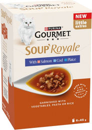 Gourmet Soup Royale Katzen-Suppe Fischauswahl mit Lachs und Kabeljau 24 x 45 g – Bild 1 von 1