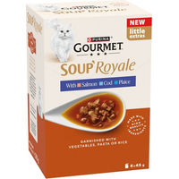 Produktbild von Gourmet Soup Royale Katzen-Suppe Fischauswahl mit Lachs und Kabeljau 24 x 45 g