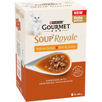 Produktbild von Gourmet Soup Royale Katzen-Suppe mit Fischstücken in Sauce für Adult, 24 x 45 g