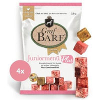 Produktbild von Graf Barf Juniormenü Plus Hähnchen Rohfutterwürfel für Hunde 4x2,5kg mit hohem Fleischanteil
